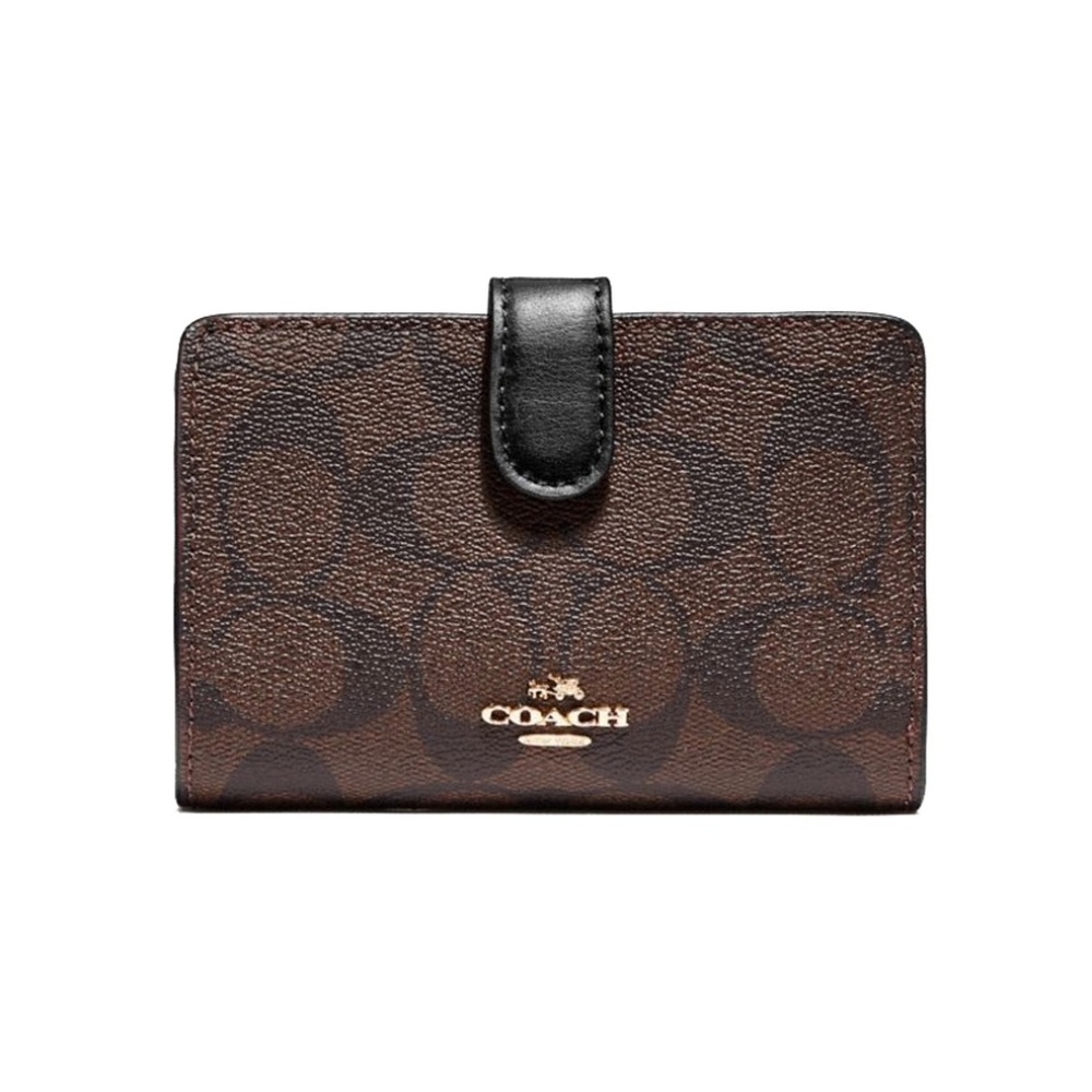 COACH Signature PVC Medium Corner Zip Wallet